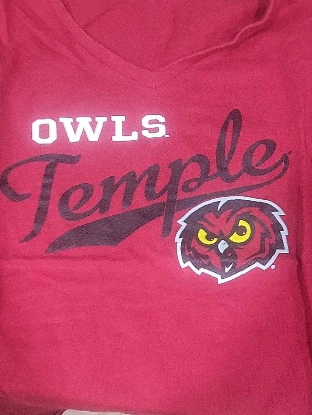 Champion Red Temple Owls V‑Neck Long Sleeve Tee - Picture 4 of 5